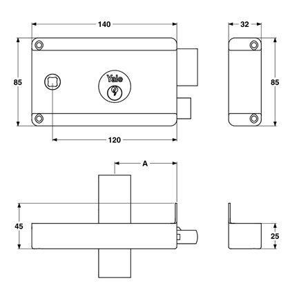 63000 - Fechadura de Sobrepor de Cilindro Duplo — Yale Lisboa